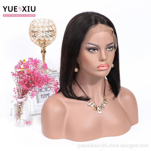 Cuticle Aligned Pre Plucked Natural Brazilian Human Hair Short 13x4 Lace Front Bob Wigs with Baby Hair